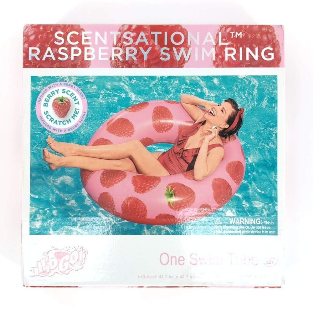 H2O Go Scentsational Raspberry Scented Inflatable Swimming Pool Ring Float - New